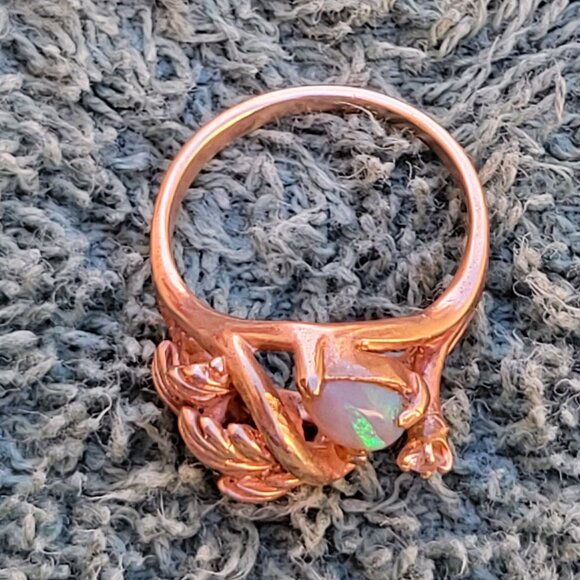 CUSTOM-MADE 14k GOLD, OPAL & DIAMOND RING - Picture 5 of 5